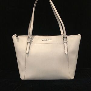 Michael Kors Ciara Large Top Zip Gray Tote with footed bottom